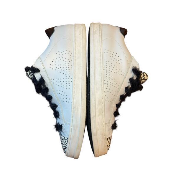 P448 John Cement Low Top Sneaker w/ Silver Glitter & Black Feather Laces Size 38 - Picture 9 of 15